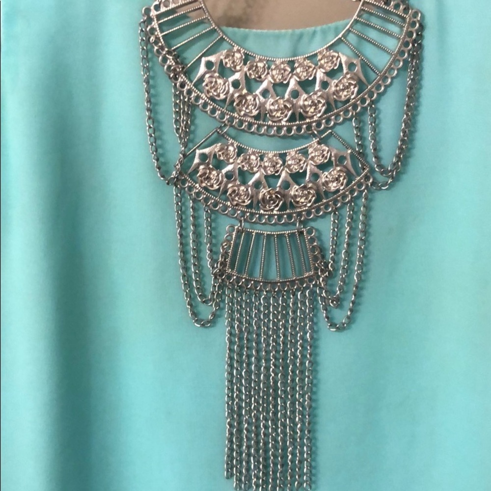 Boho Silver Roses Statement Necklace NWOT